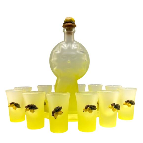 Vintage Italian Dal Santo Limoncello One-of-a-Kind 14PC Decanter/Tray/12 Glasses - Picture 3 of 16